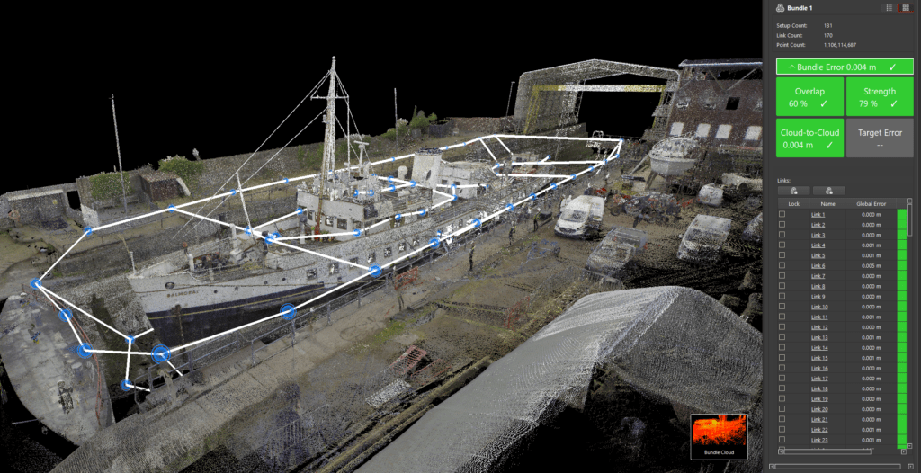 Colour point cloud dataset of Balmoral in Albion Dock with scan registration network